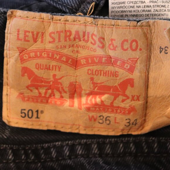 Levi 501 Black denim Jeans 36 x 34 pants Levis - Picture 8 of 8